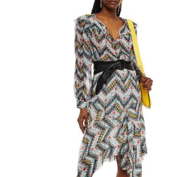 Isabel Marant Etoile "Enna" Asymetrical Printed Silk Dress, size 40 (fits 8/10) - Picture 10 of 10